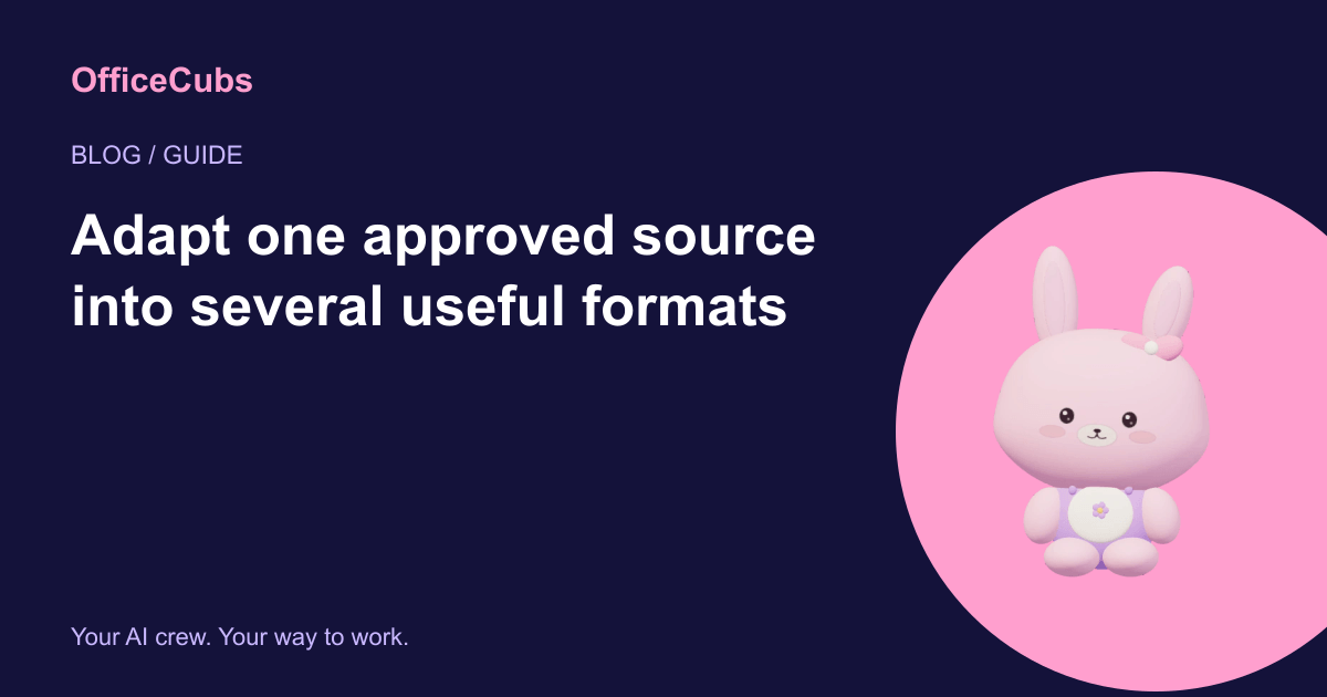 Adapt one approved source into several useful formats