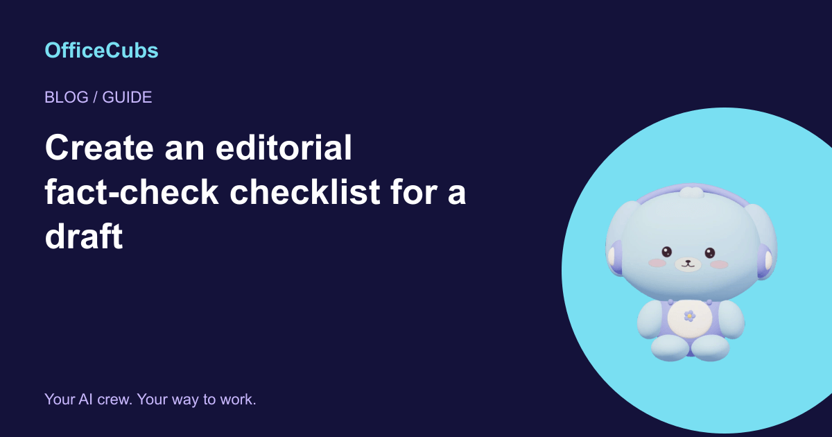 Create an editorial fact-check checklist for a draft