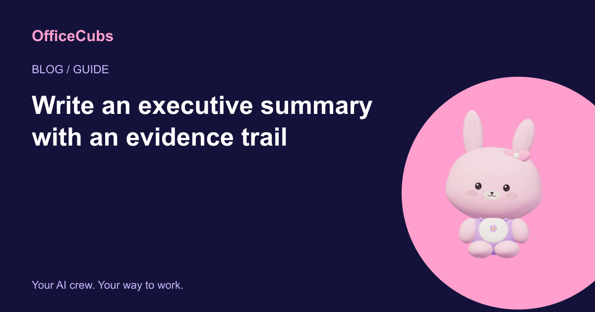 Write an executive summary with an evidence trail