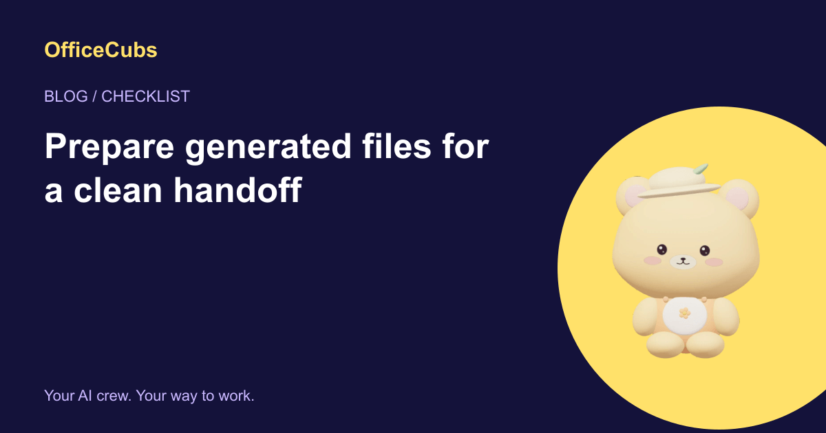 Prepare generated files for a clean handoff