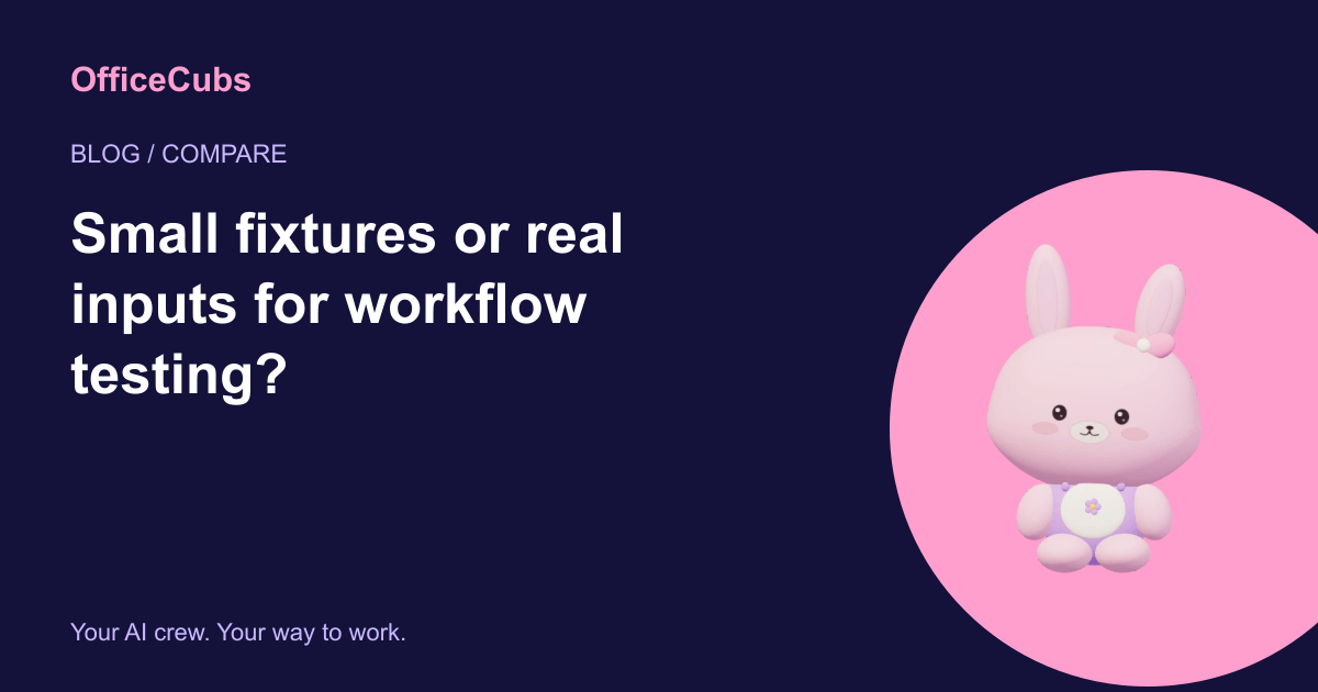 Small fixtures or real inputs for workflow testing?