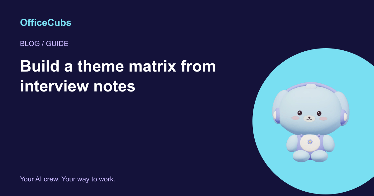 Build a theme matrix from interview notes