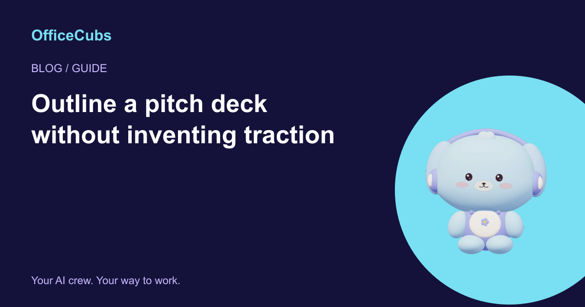Outline a pitch deck without inventing traction