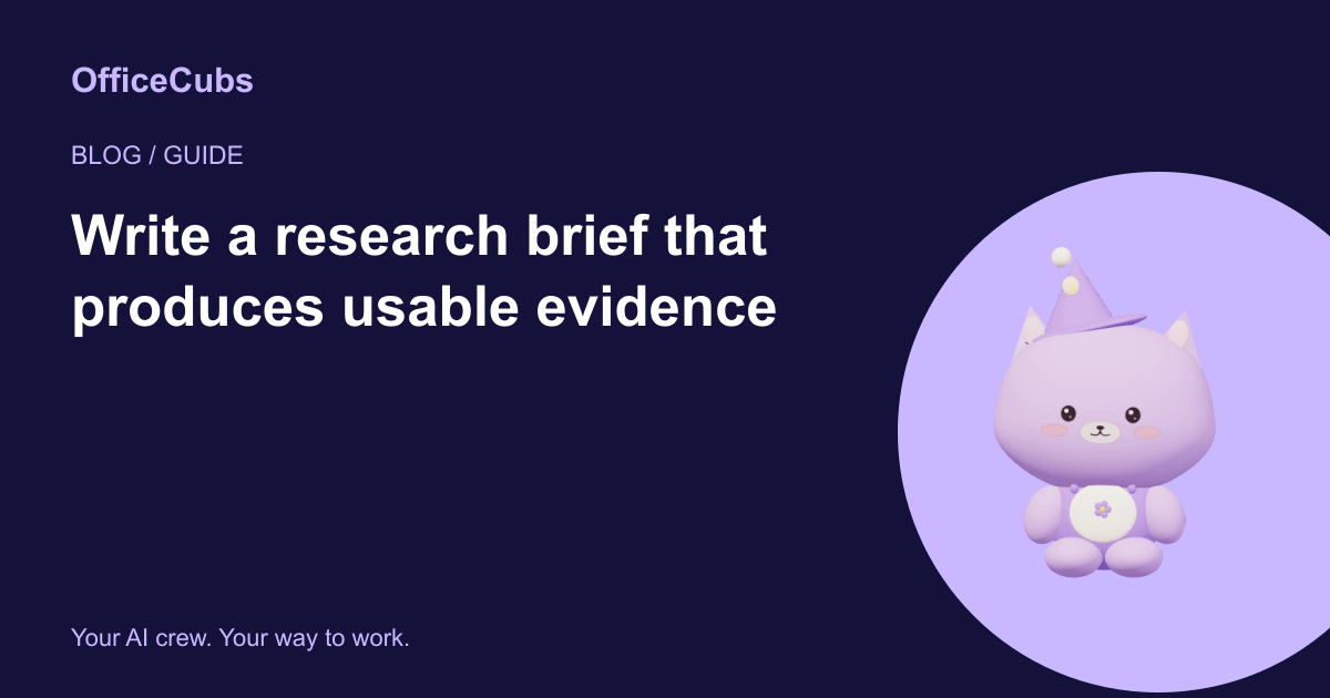 Write a research brief that produces usable evidence