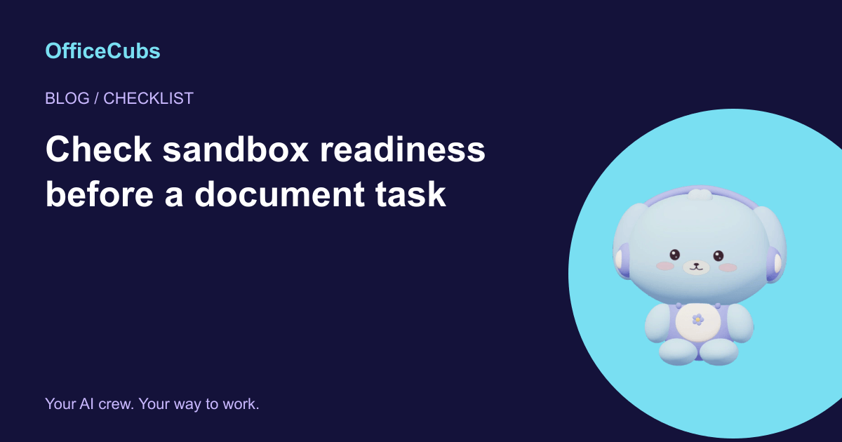 Check sandbox readiness before a document task