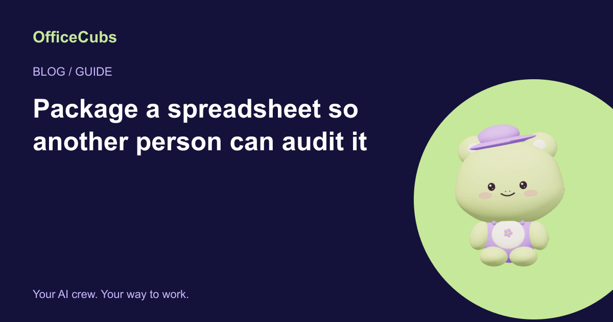 Package a spreadsheet so another person can audit it